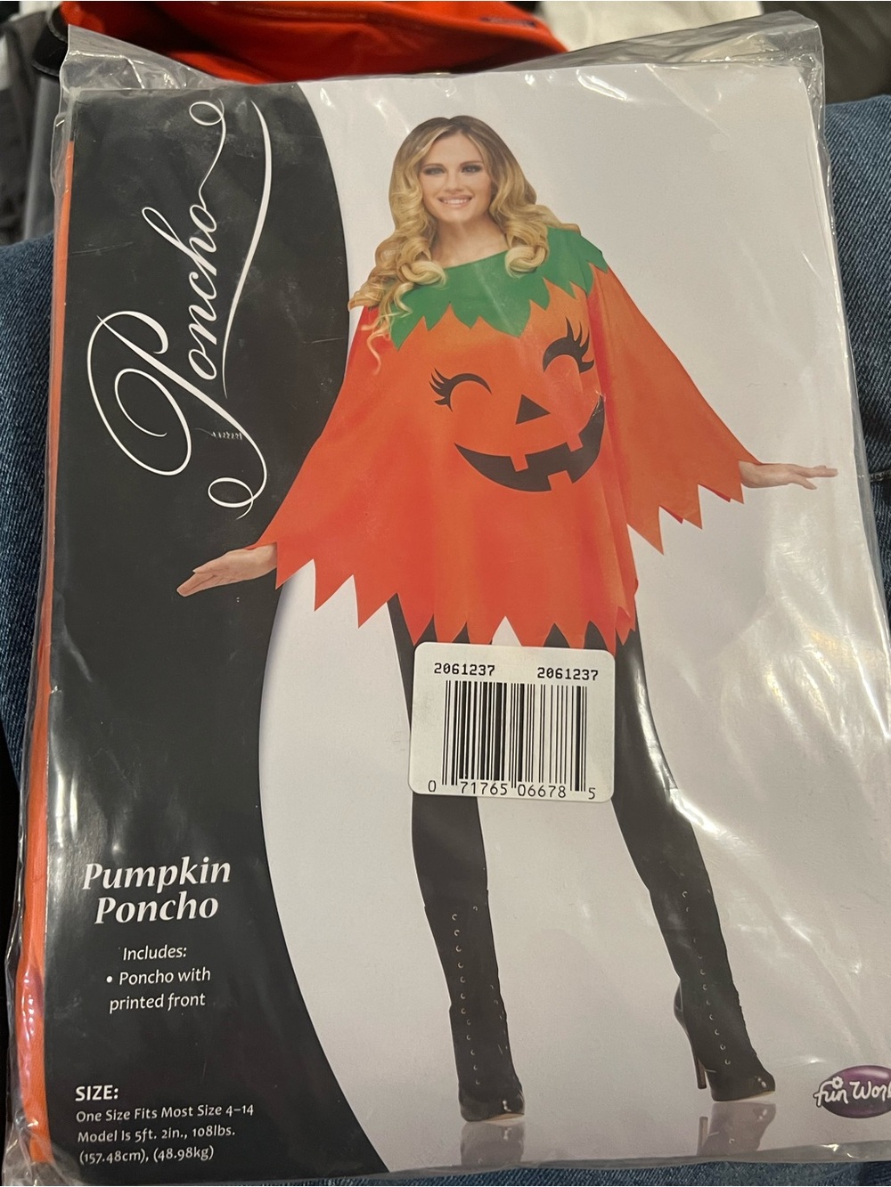 Pumpkin Poncho adult Costume - Orange Pumpkin Print